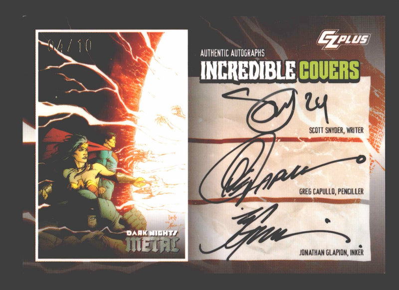 2024 CZX Dark Nights Metal Triple Autograph Card Synder / Capullo / Glapion - TvMovieCards.com