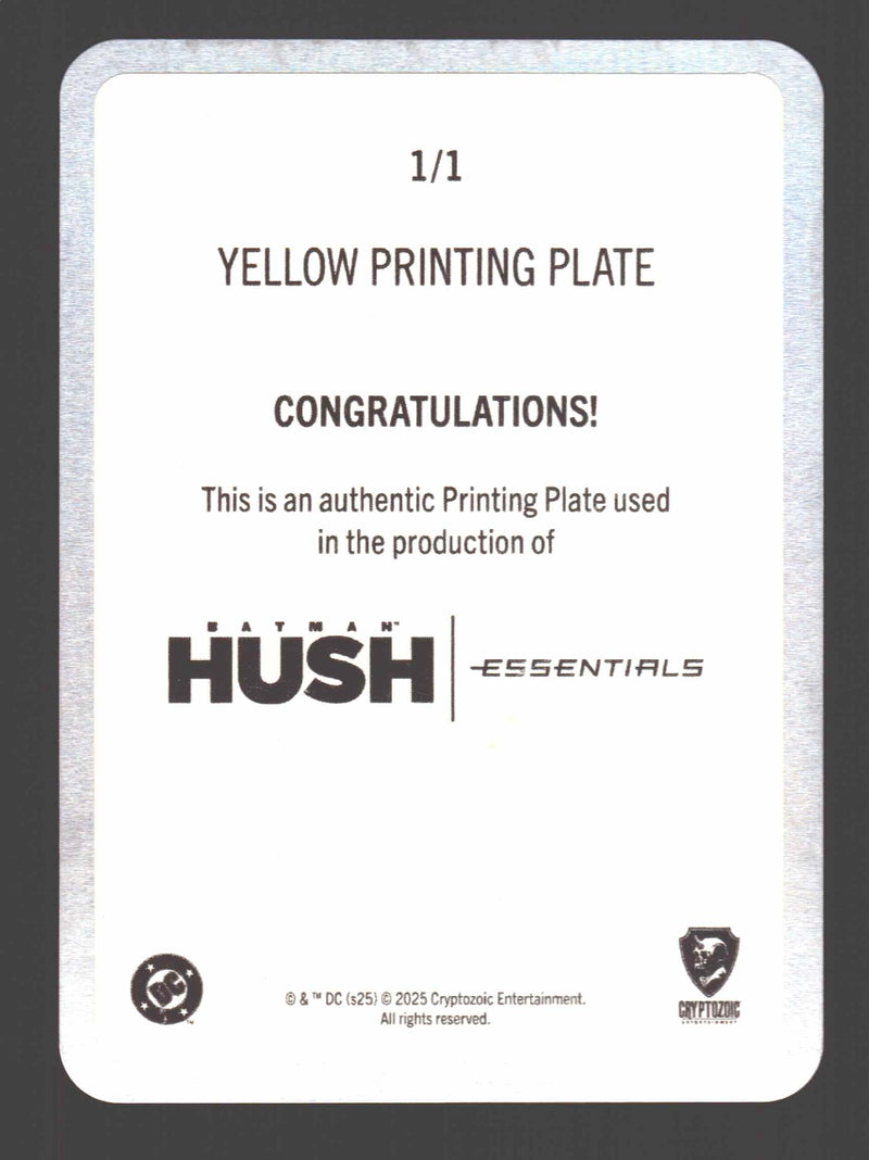 2025 Batman Hush Essentials Yellow Printing Plate Card #19 Claws and Thorns