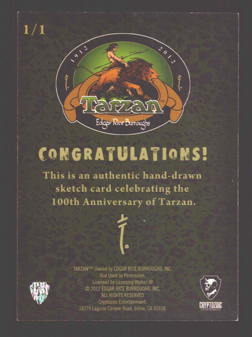 Tarzan 100th Anniversary Artist Sketch Trading Card Bien Flores Cryptozoic - TvMovieCards.com