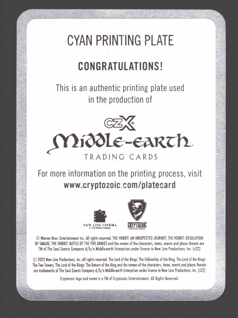 2022 Cryptozoic CZX Middle Earth Film Cel Cyan Printing Plate