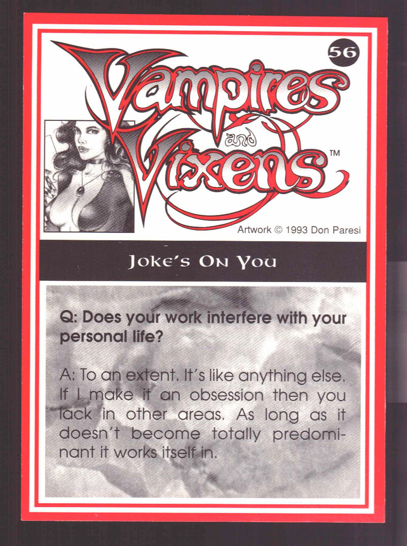 1994 Vampires and Vixens Don Paresi Signed Trading Card #56 Joke's On You - TvMovieCards.com
