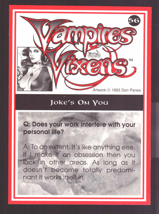 1994 Vampires and Vixens Don Paresi Signed Trading Card #56 Joke's On You - TvMovieCards.com