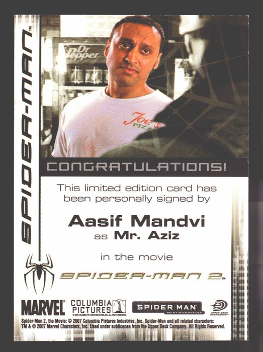 2007 Spider-man 3 Movie Aasif Mandvi as Mr. Aziz Autograph Trading Card - TvMovieCards.com