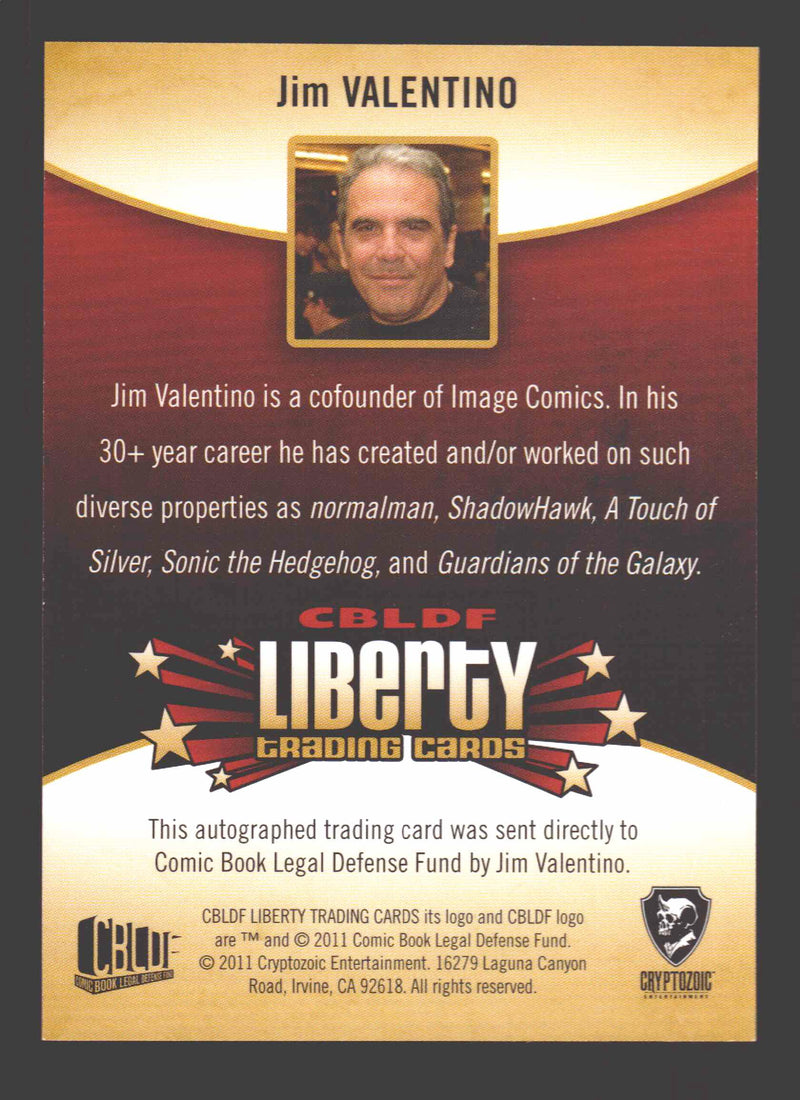 2011 Cryptozoic CBLDF Liberty Artist Jim Valentino Autograph Card - TvMovieCards.com