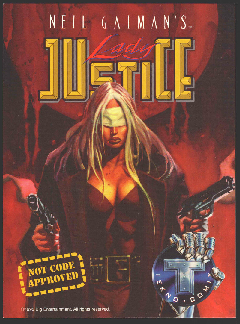 1995 Neil Gaiman's Lady Justice / Mike Danger 2-sided Promo Card 5x7 Tekno Comix   - TvMovieCards.com