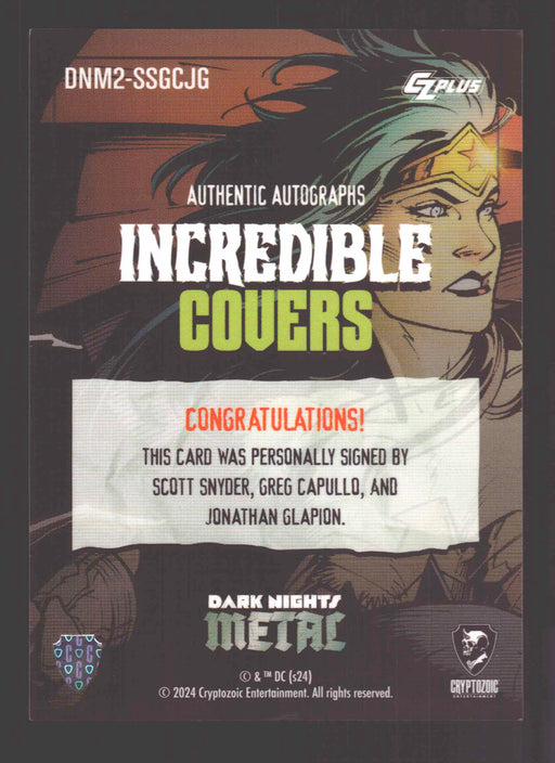 2024 CZX Dark Nights Metal Triple Autograph Card Synder / Capullo / Glapion - TvMovieCards.com