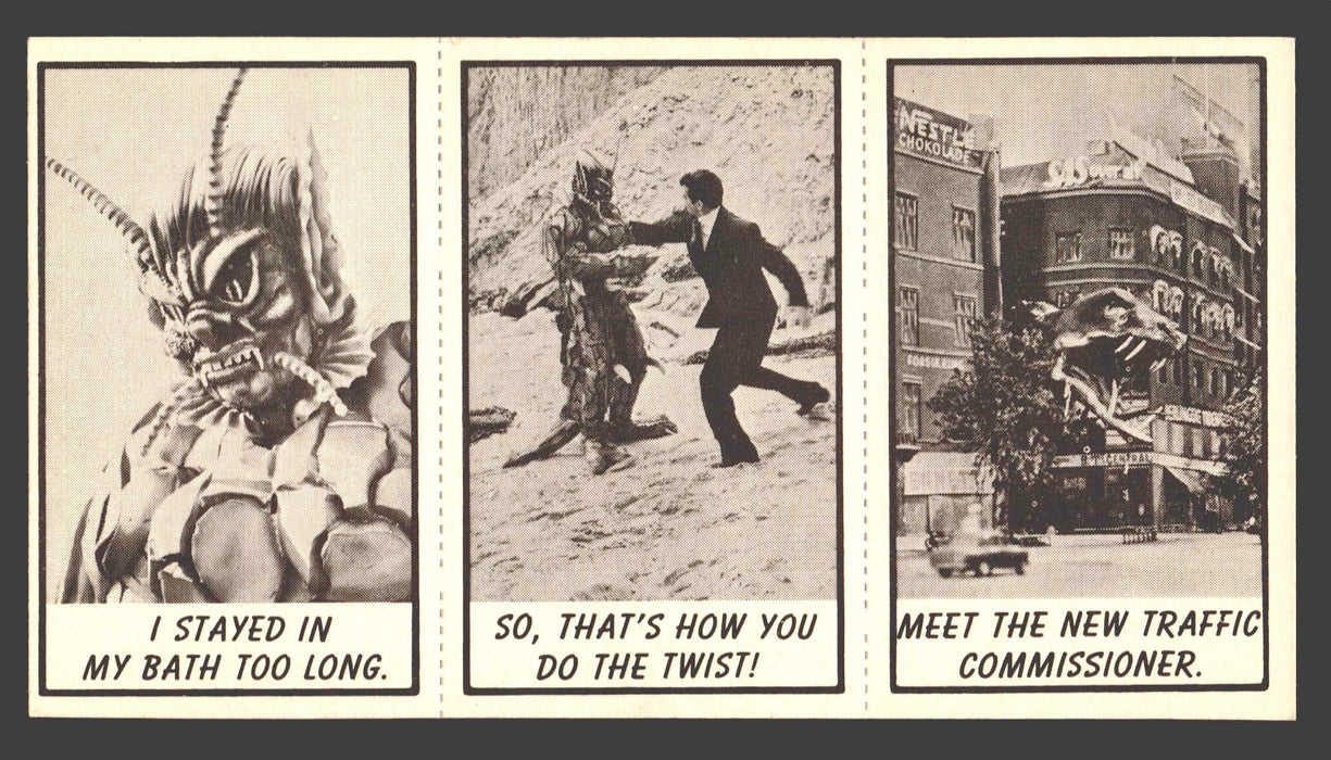 1963 Monster Laffs Midgees Trading Card Panel of 3 Cards #104 #78 #9 - TvMovieCards.com