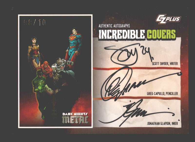 2024 CZX Dark Nights Metal Triple Autograph Card Synder / Capullo / Glapion - TvMovieCards.com