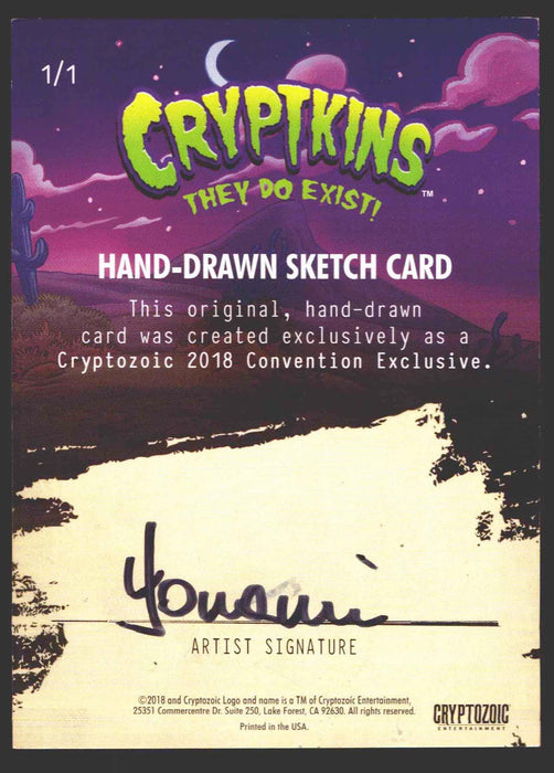 2018 Cryptkins Sketch Trading Card by Yonami Convention Exclusive Cryptozoic - TvMovieCards.com