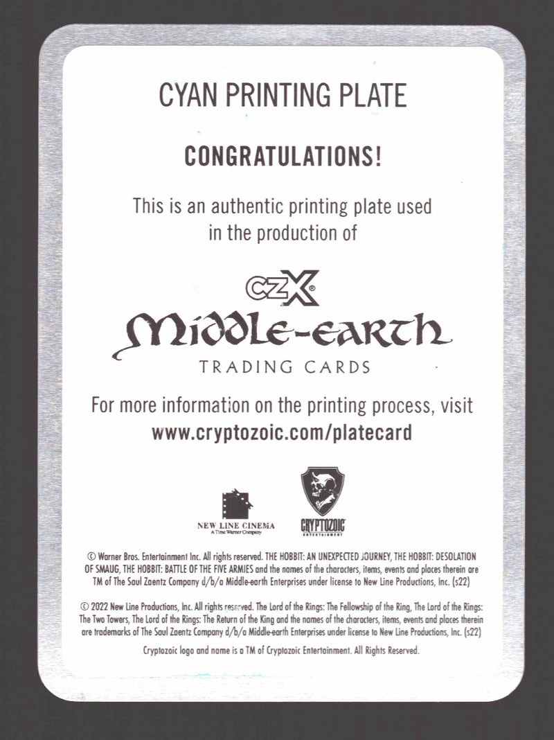 2022 Cryptozoic CZX Middle Earth Film Cel Cyan Printing Plate