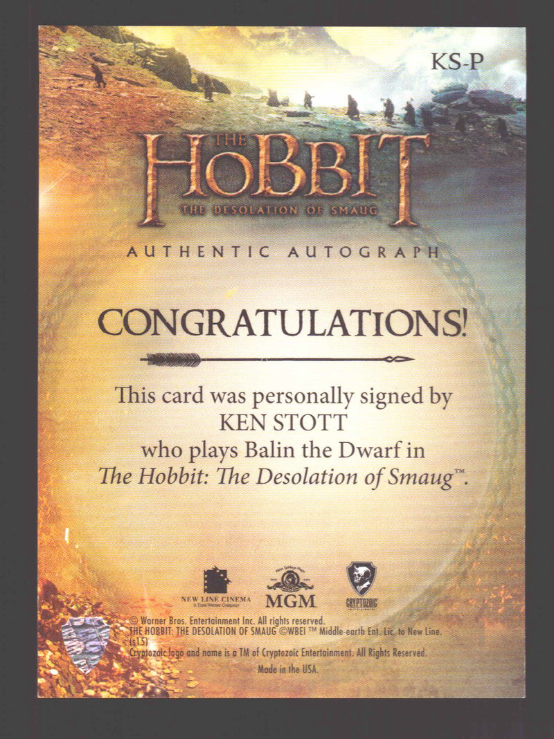 The Hobbit Desolation of Smaug Poster Autograph Card Ken Stott as Balin KS-P
