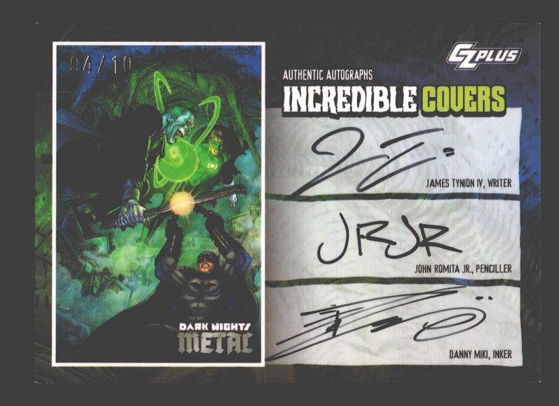 2024 CZX Dark Nights Metal Triple Autograph Card Tynion IV / Romita Jr / Miki - TvMovieCards.com
