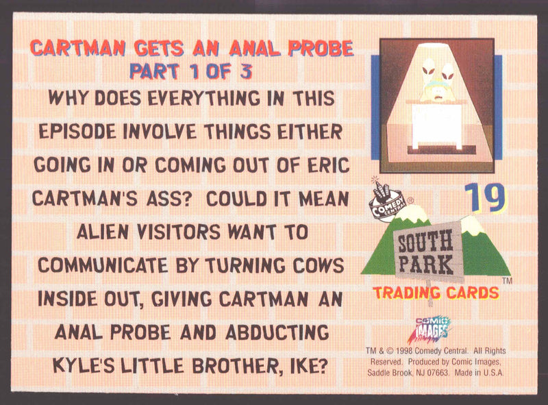 1998 Comic Images South Park Cartman Gets an Anal Probe #19 Card