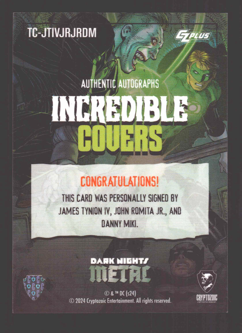 2024 CZX Dark Nights Metal Triple Autograph Card Tynion IV / Romita Jr / Miki - TvMovieCards.com
