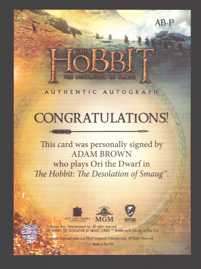 The Hobbit Desolation of Smaug Poster Autograph Card Adam Brown as Ori AB-P
