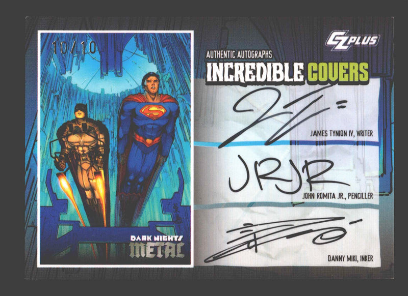 2024 CZX Dark Nights Metal Triple Autograph Card Tynion IV / Romita Jr / Miki - TvMovieCards.com