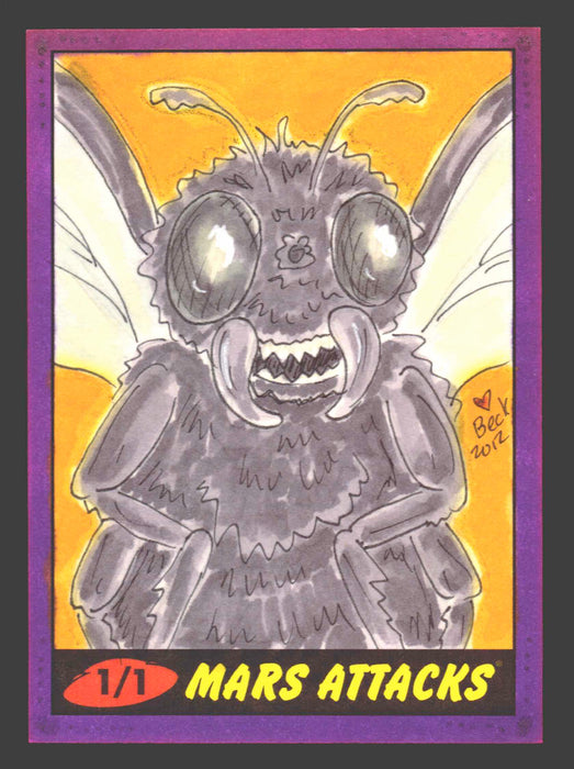 2012 Mars Attacks Heritage Artist Autograph Sketch Trading Card 1/1 Beck Seashols