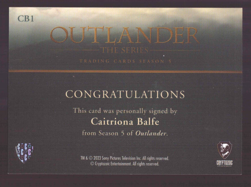 Outlander Season 5 Caitriona Balfe as Claire Fraser CB1 Autograph Card - TvMovieCards.com
