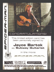 2007 Spider-man 3 Movie Jayce Bartok as Subway Guitarist Autograph Trading Card - TvMovieCards.com