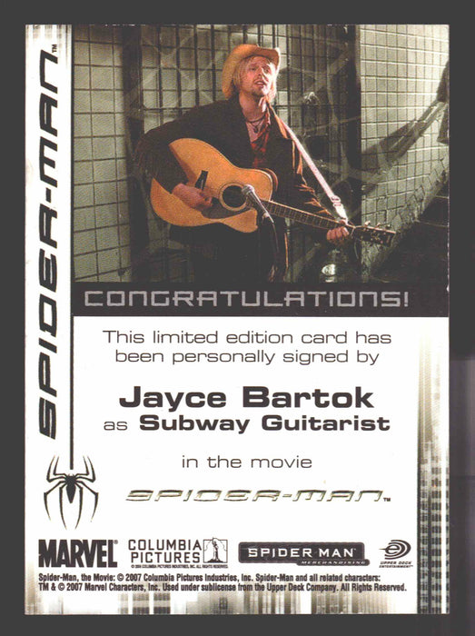 2007 Spider-man 3 Movie Jayce Bartok as Subway Guitarist Autograph Trading Card - TvMovieCards.com