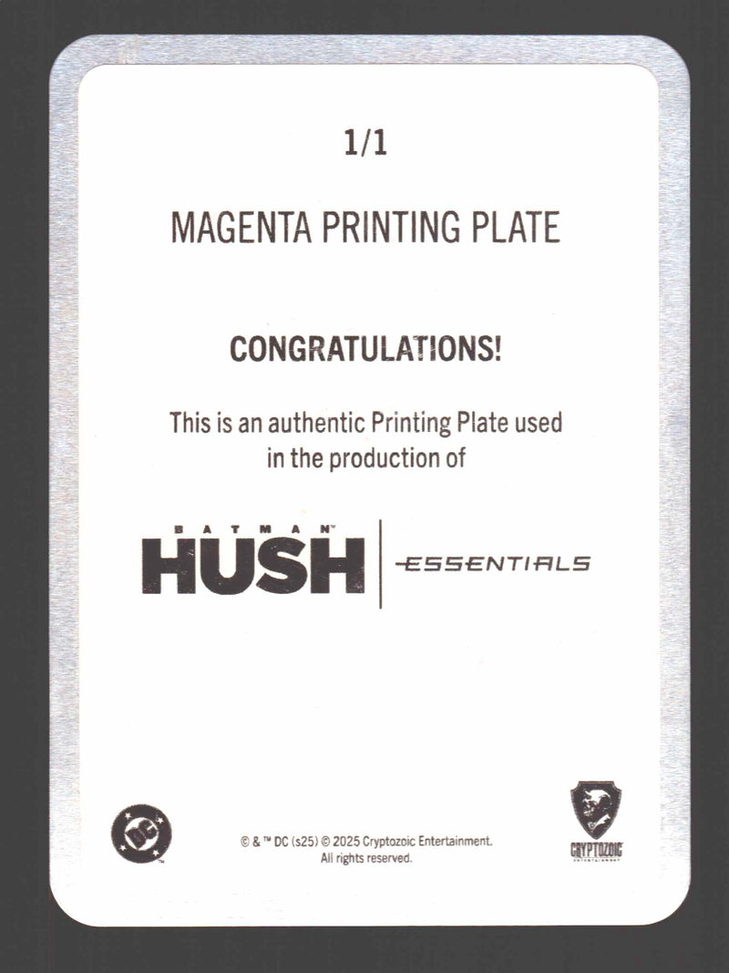 2025 Batman Hush Essentials Magenta Printing Plate Card DD9 Batman vs. Hush
