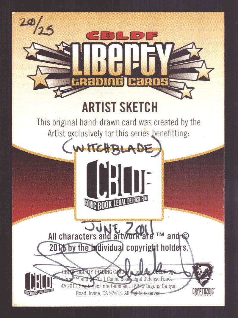 2011 Cryptozoic CBLDF Liberty Artist Sketch Card by Larry 'Slickaway' Schlekewy - TvMovieCards.com