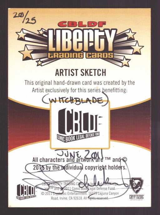 2011 Cryptozoic CBLDF Liberty Artist Sketch Card by Larry 'Slickaway' Schlekewy - TvMovieCards.com