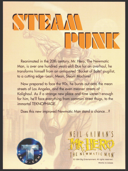 1994 Neil Gaiman's Mr. Hero The Newmatic Man 2-sided Promo Card 5x7 Tekno Comix   - TvMovieCards.com