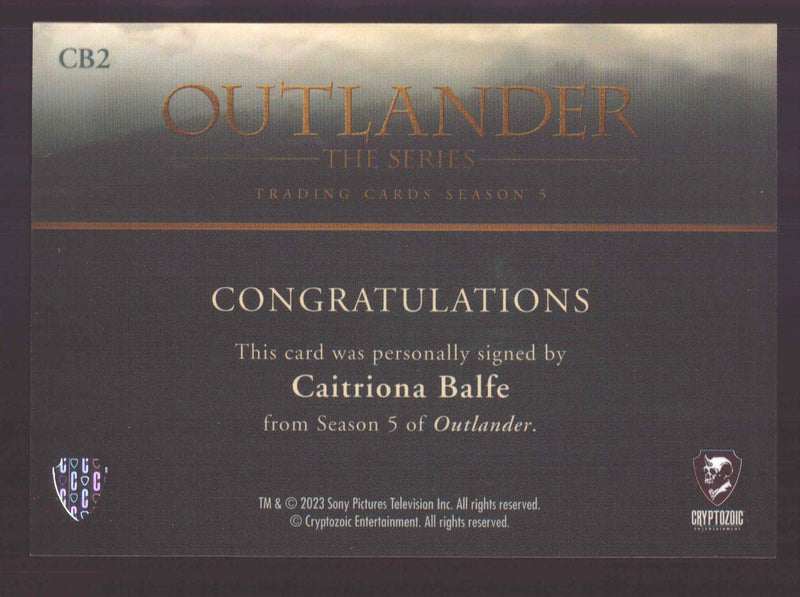Outlander Season 5 Caitriona Balfe as Claire Fraser CB2 Autograph Card - TvMovieCards.com