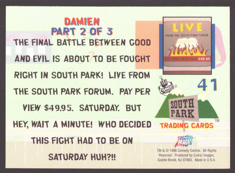 1998 Comic Images South Park DAMIEN #41 Card