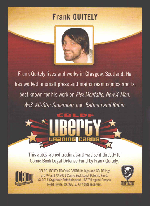 2011 Cryptozoic CBLDF Liberty Artist Frank Quitely Autograph Card - TvMovieCards.com