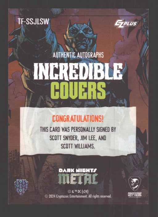 2024 CZX Dark Nights Metal Triple Autograph Card Scott Synder / Jim Lee / Willia - TvMovieCards.com