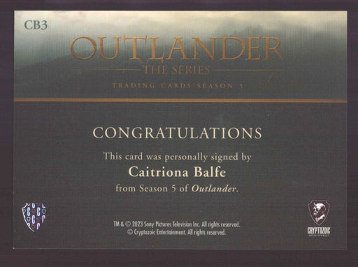 Outlander Season 5 Caitriona Balfe as Claire Fraser CB3 Autograph Card - TvMovieCards.com