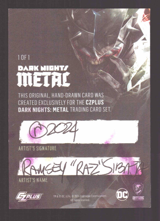 2024 CZX Dark Nights Metal Artist Sketch Trading Card by Ramsey "Raz" Sibaja Jok - TvMovieCards.com