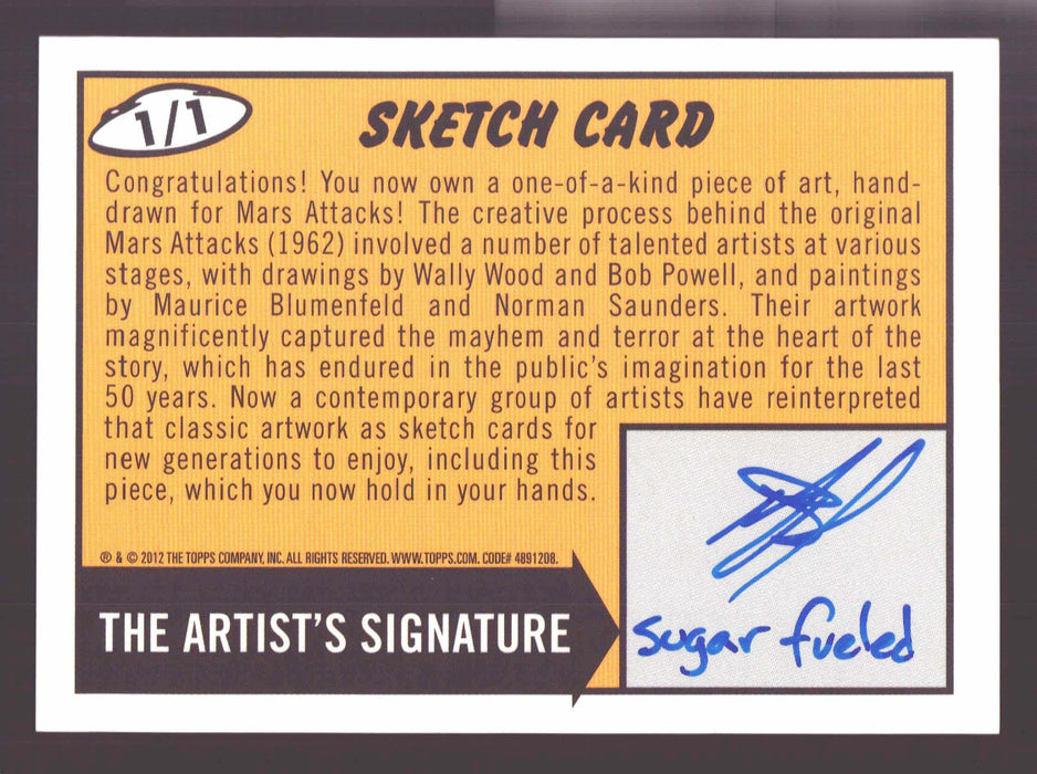 2012 Mars Attacks Heritage Artist Autograph Sketch Trading Card 1/1 Michael Banks