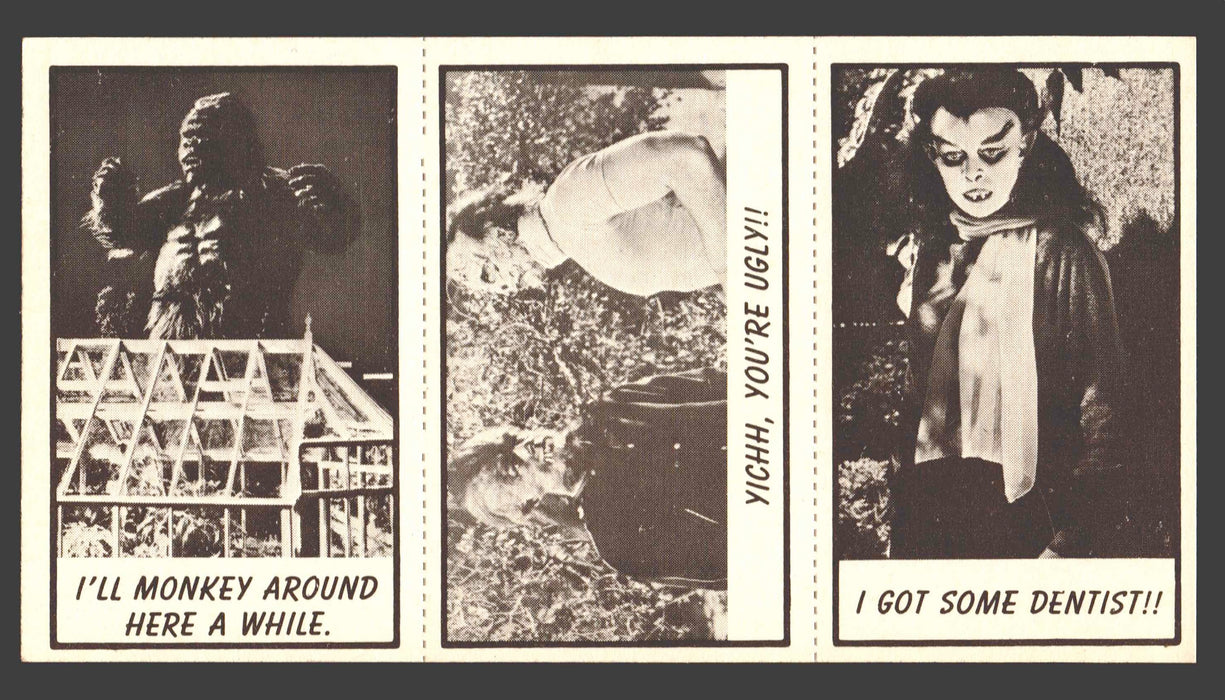 1963 Monster Laffs Midgees Trading Card Panel of 3 Cards #33 #76 #18 - TvMovieCards.com