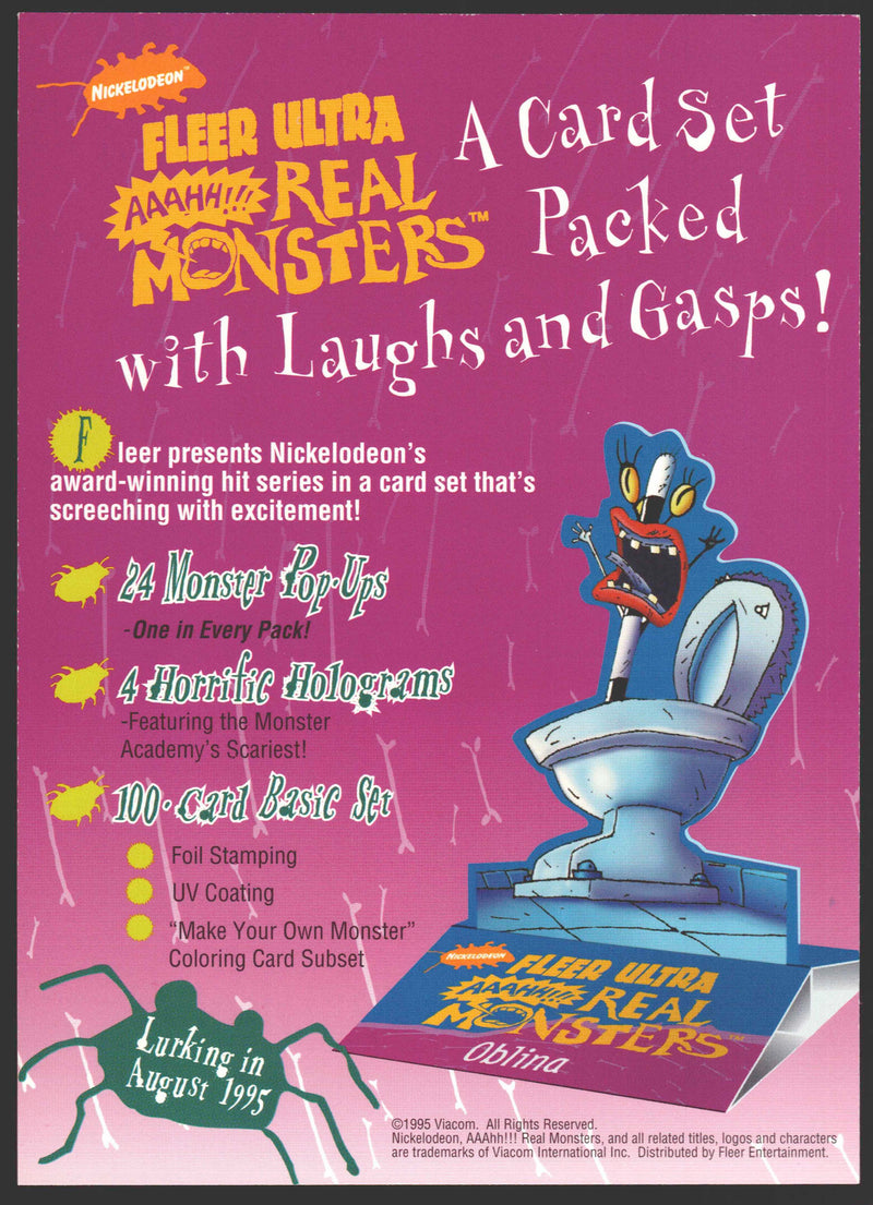 aaahh real monsters season 4 1995 AAAHH!! Real Monsters 4-Card Panel Promo Trading Card Fleer Ultra — TvMovieCards.com