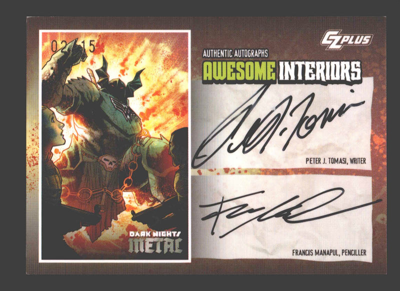 2024 CZX Dark Nights Metal Dual Autograph Card Peter J Tomasi / Francis Manapul - TvMovieCards.com
