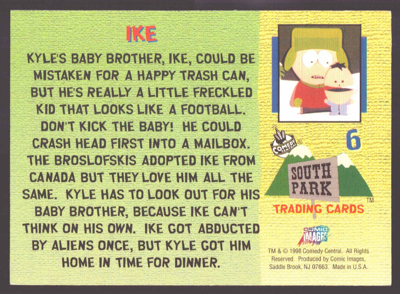 1998 Comic Images South Park Ike #6 Card