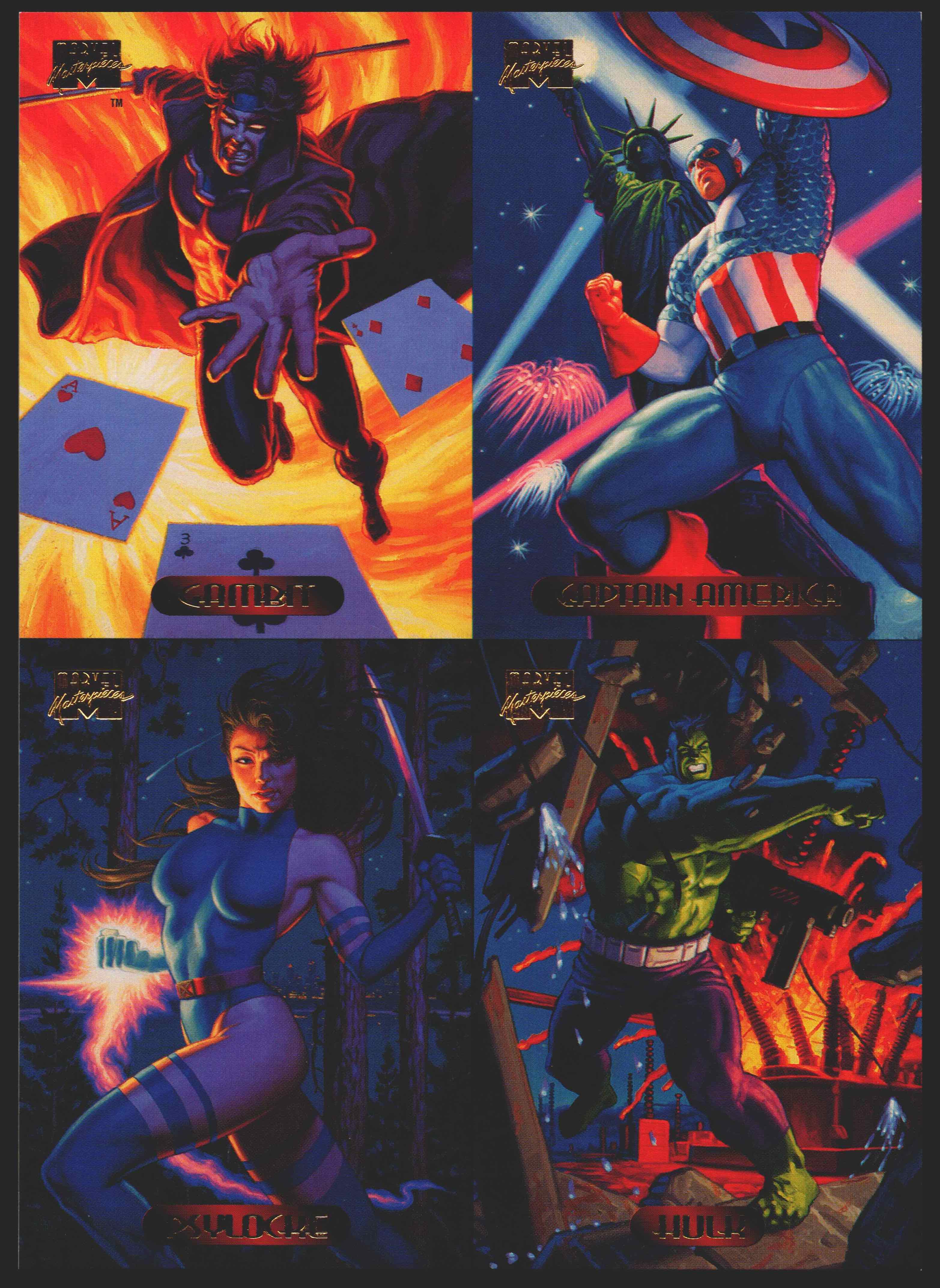 1994 Marvel Masterpieces Uncut 4 Card Promo Sheet Fleer Trading