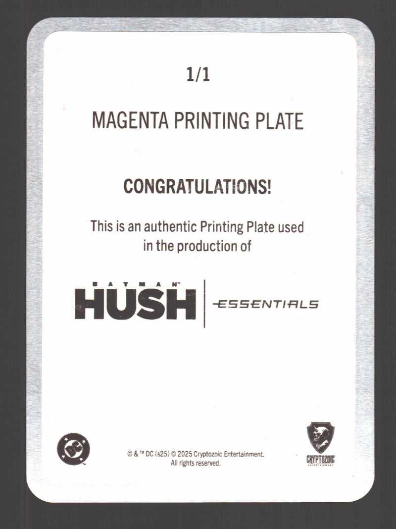 2025 Batman Hush Essentials Magenta Printing Plate Card