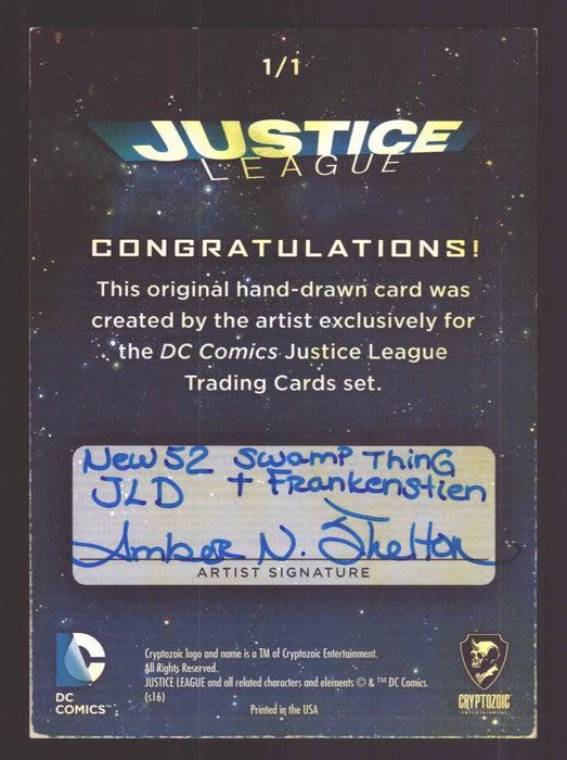 2016 DC Comics Justice League Artist Sketch Card Swamp Thing Amber Shelton - TvMovieCards.com