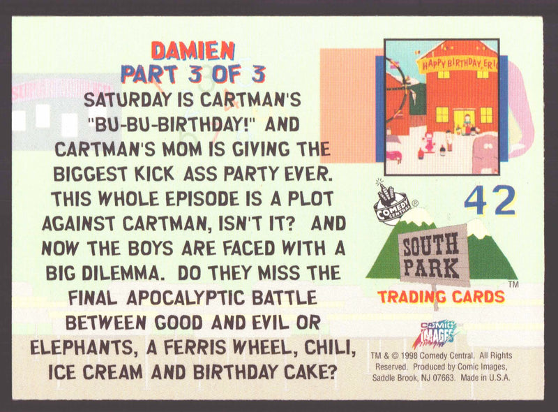 1998 Comic Images South Park DAMIEN #42 Card