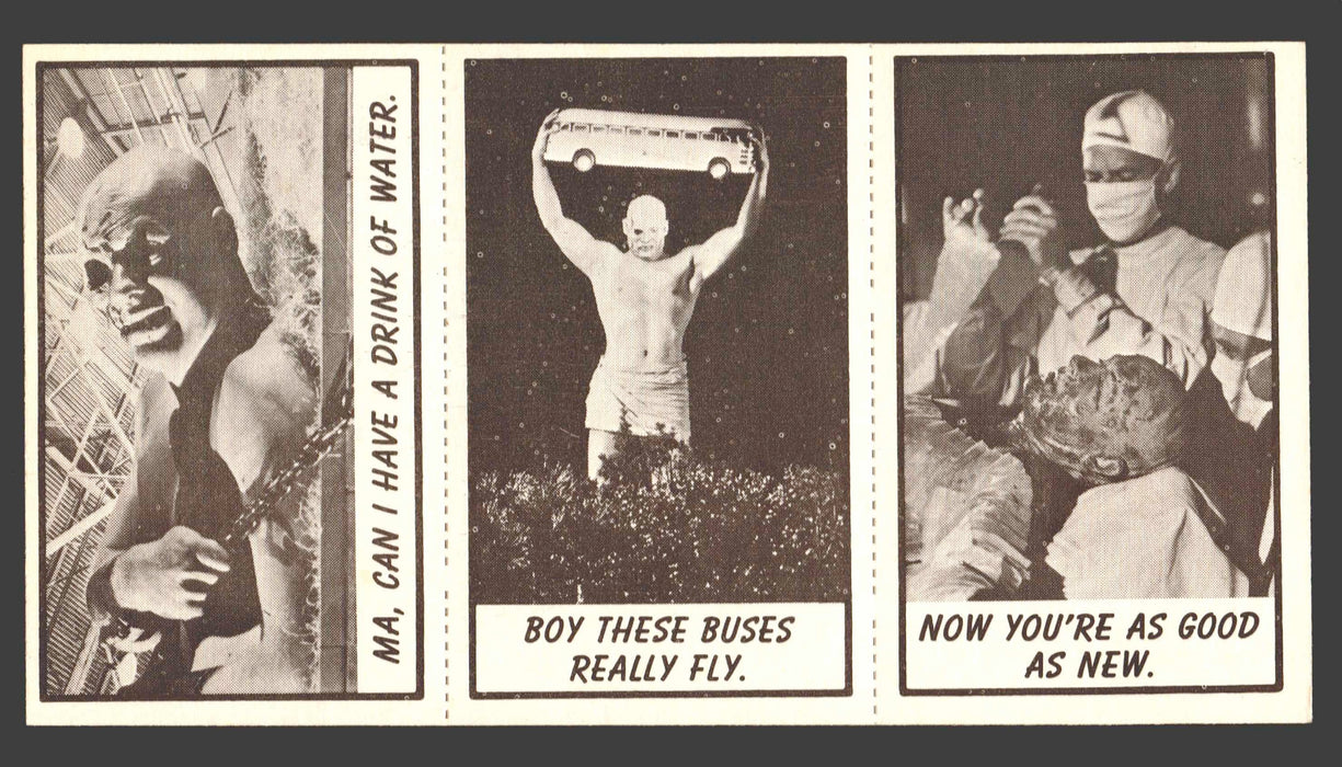 1963 Monster Laffs Midgees Trading Card Panel of 3 Cards #41 #70 #96 - TvMovieCards.com