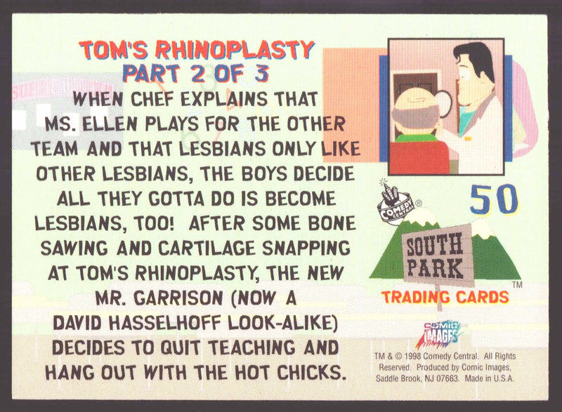 1998 Comic Images South Park Tom's Rhinoplasty #51 Card