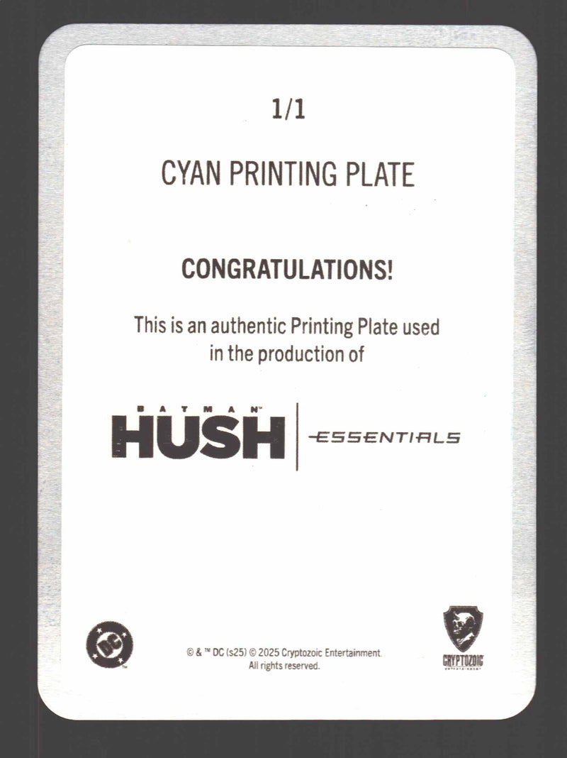 2025 Batman Hush Essentials Cyan Printing Plate Card #15 The House Call