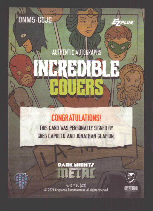 2024 CZX Dark Nights Metal Dual Autograph Card Greg Capullo / Jonathan Glapion - TvMovieCards.com