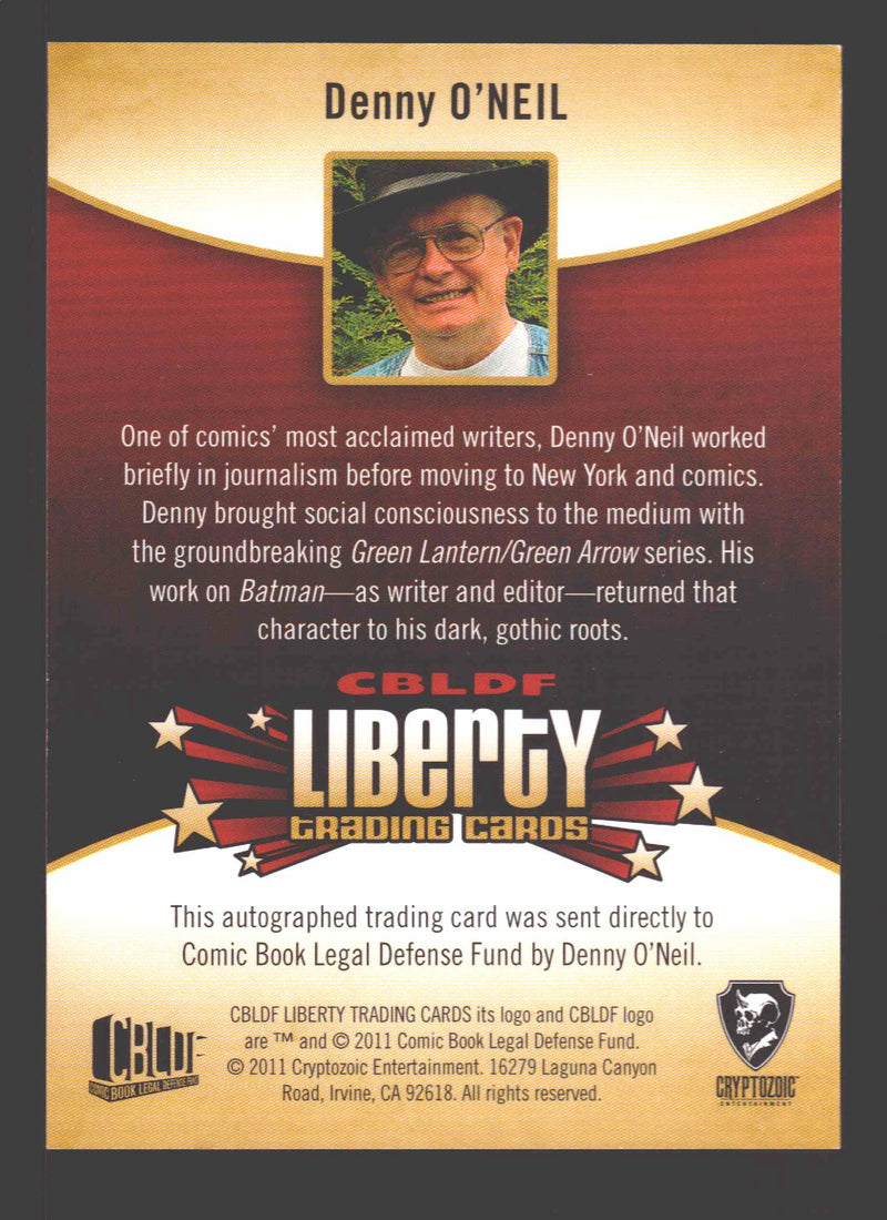 2011 Cryptozoic CBLDF Liberty Artist Denny O'Neil Autograph Card - TvMovieCards.com