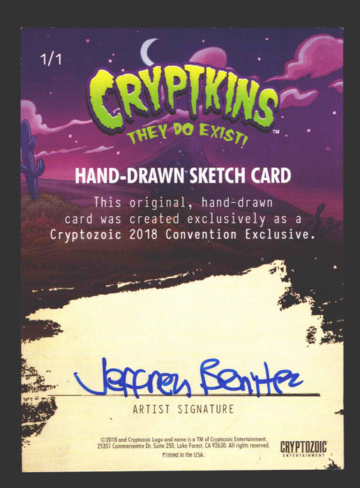 2018 Cryptkins Sketch Trading Card by Jeffrey Benitez Convention Exclusive Cryptozoic - TvMovieCards.com