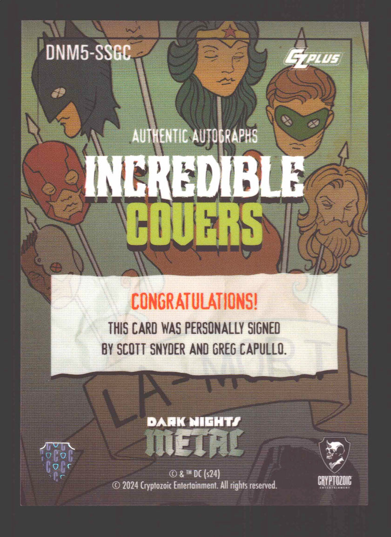 2024 CZX Dark Nights Metal Dual Autograph Card Scott Snyder / Greg Capullo - TvMovieCards.com